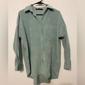 Zara Line Button Fine-Waled Corduroy Shirt SIZE XSmall
